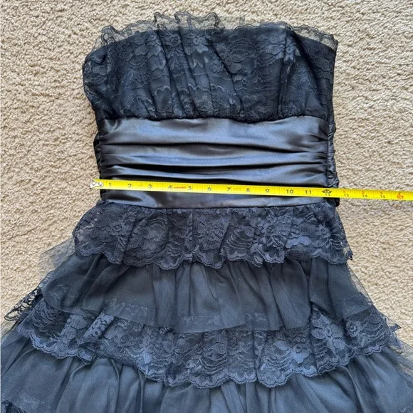 Masquerade Black Lace Strapless Gown - Picture 8 of 16